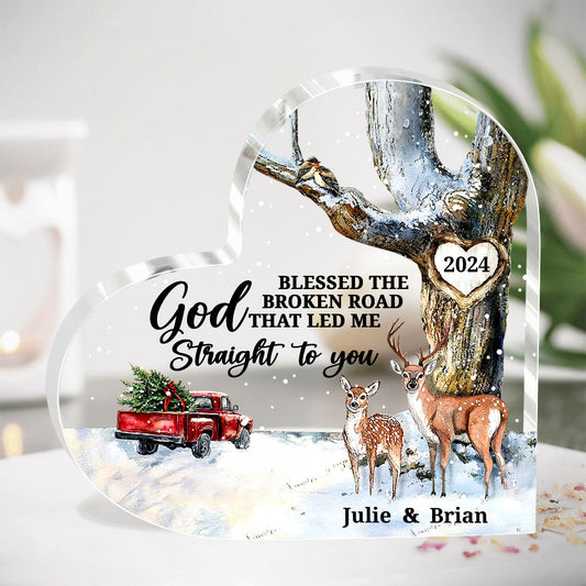 God Blessed The Broken Road That Led Me Straight To You | Personalized Custom Shaped Squared Acrylic Plaque