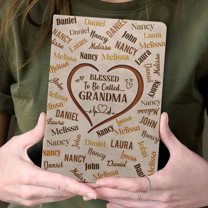 Blessed To Be Called Grandma | Personalized Leather Cover Notebook