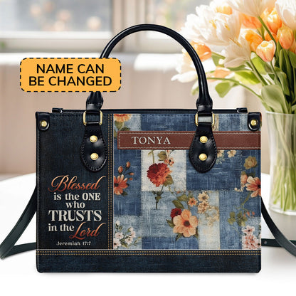 Jesuspirit | Personalized Zippered Leather Handbag With Handle | Religious Gift For Worship Friends | Blessed Is The One LHBM766