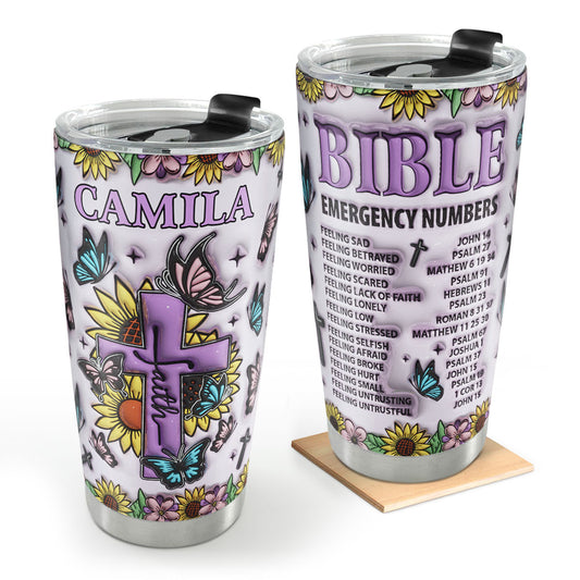 Bible Emergency Numbers | Personalized Stainless Steel Tumbler JSSSTHA14