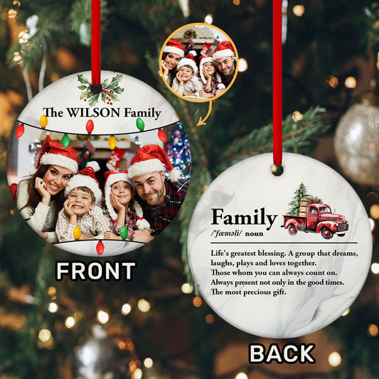 Family Definition | Personalized Round Shaped Ceramic Ornament JSRSCOPT2752L