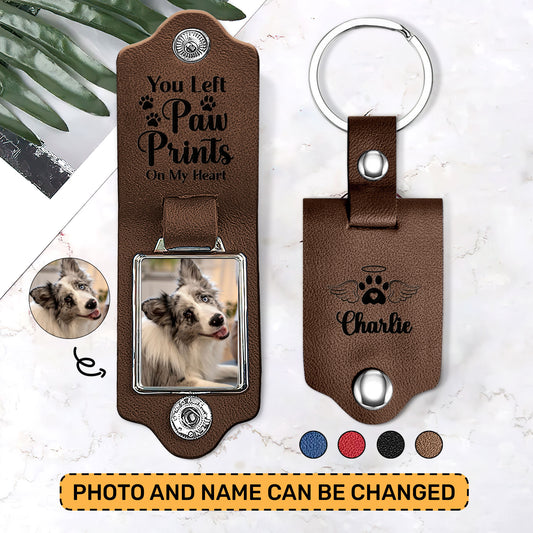 Jesuspirit Personalized Leather Photo Keychain | Paw Prints LPKHN13