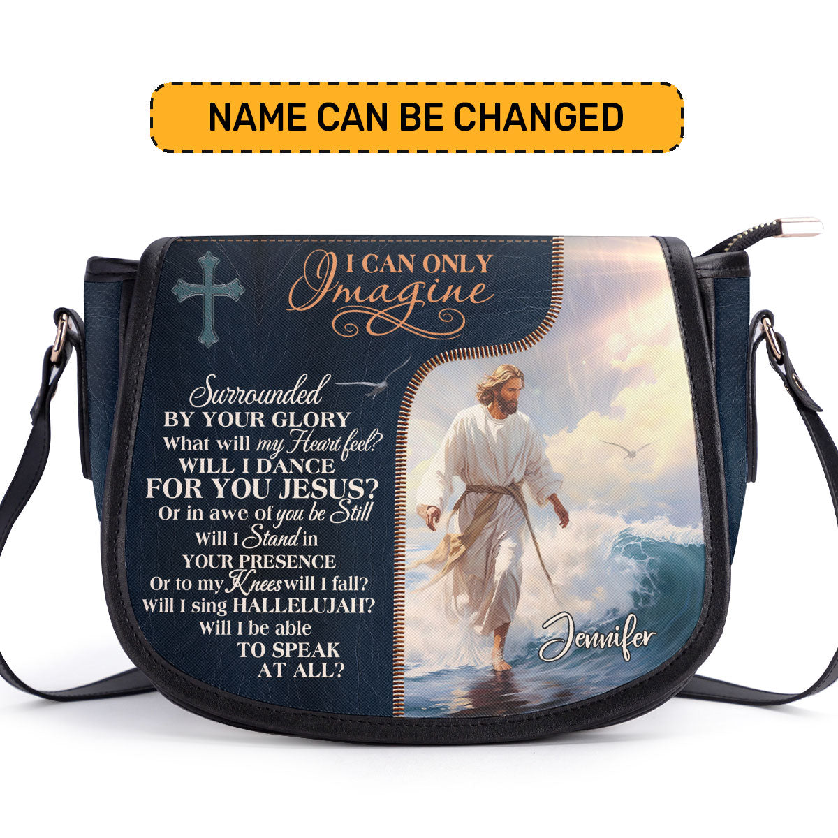 Jesus I Can Only Imagine - Personalized Leather Saddle Bag LHBM737