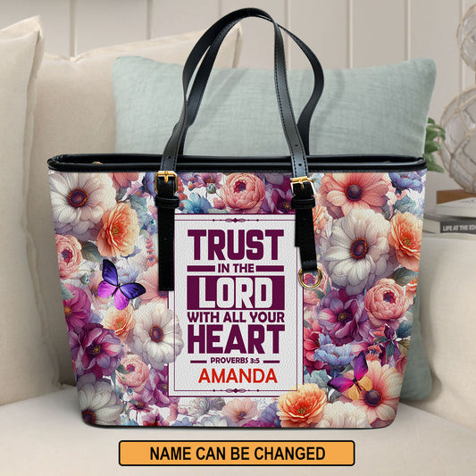 Jesuspirit | Personalized Leather Tote Bag | Trust In The Lord LLTBM781