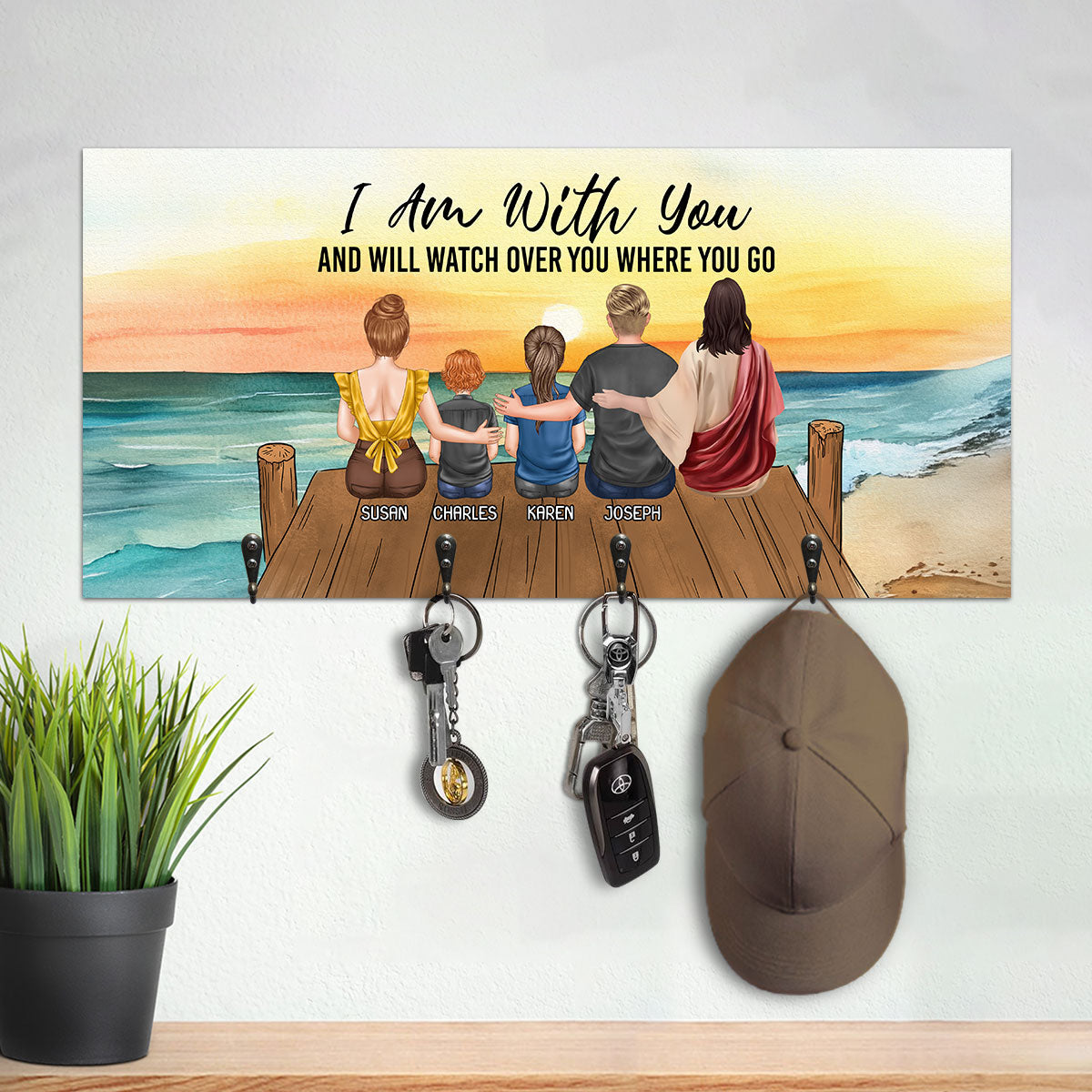 I Am With You And Will Watch Over You Where You Go | Personalized Key Holder JSUWKHCSPHN1729D