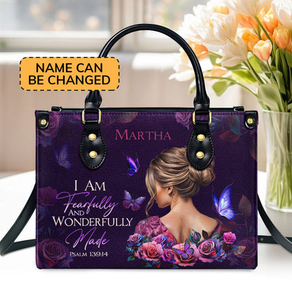 Jesuspirit | Personalized Leather Handbag With Zipper |  Fearfully and Wonderfully Made LHBM729