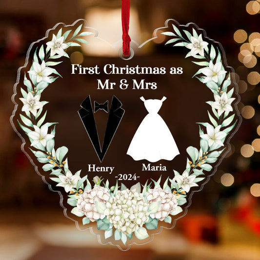 First Christmas as Mr & Mrs | Personalized 1-Side Acrylic Ornament JSACOPT2506L