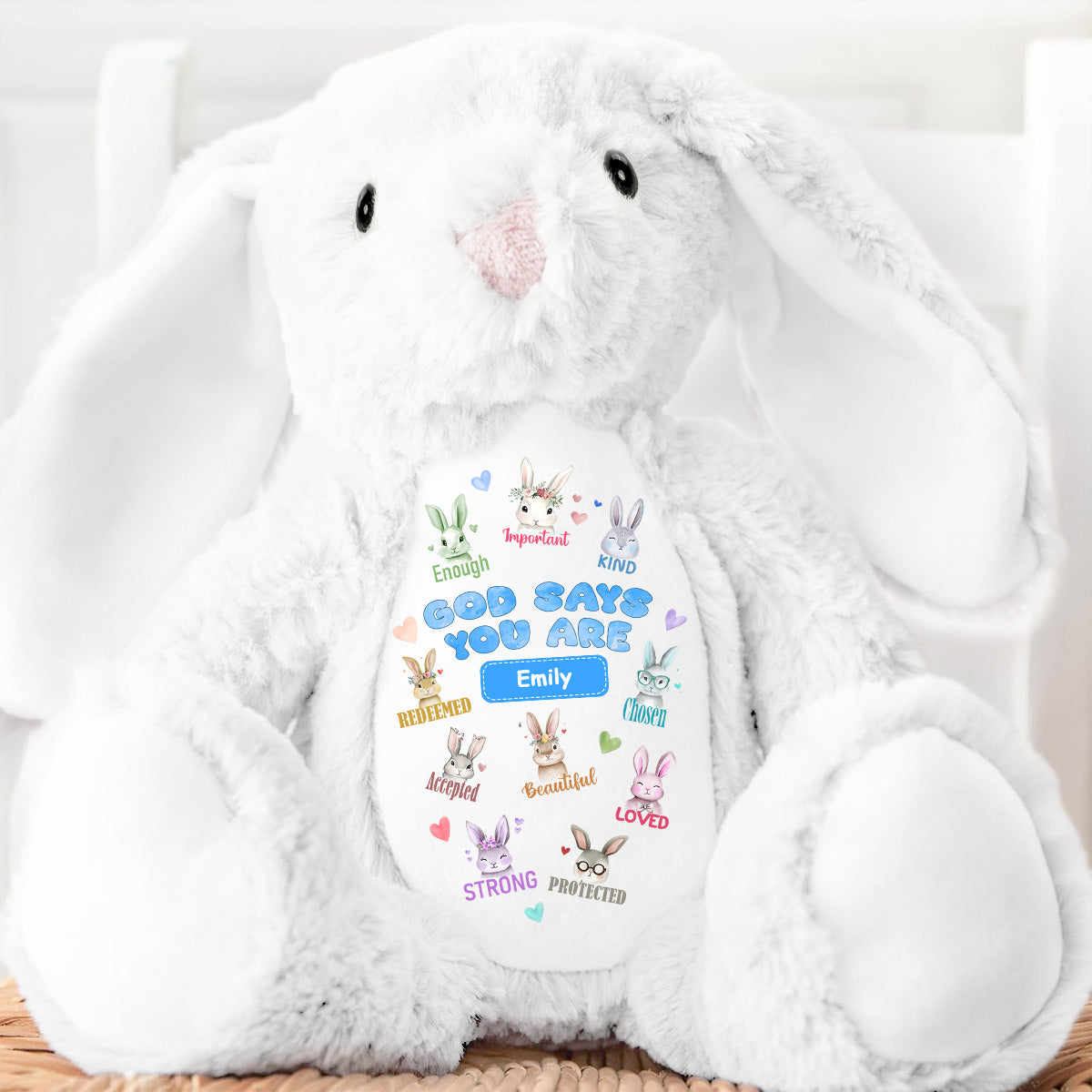 God Says You Are | Personalized Stuffed Bunny