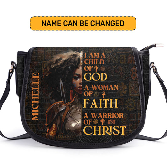 I Am A Child Of God - Personalized Leather Saddle Bag LHBM725