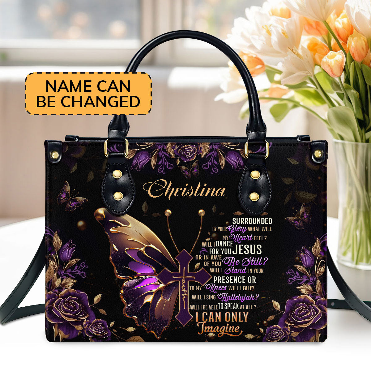 Jesuspirit | Personalized Leather Handbag With Zipper | I Can Only Imagine LHBM735