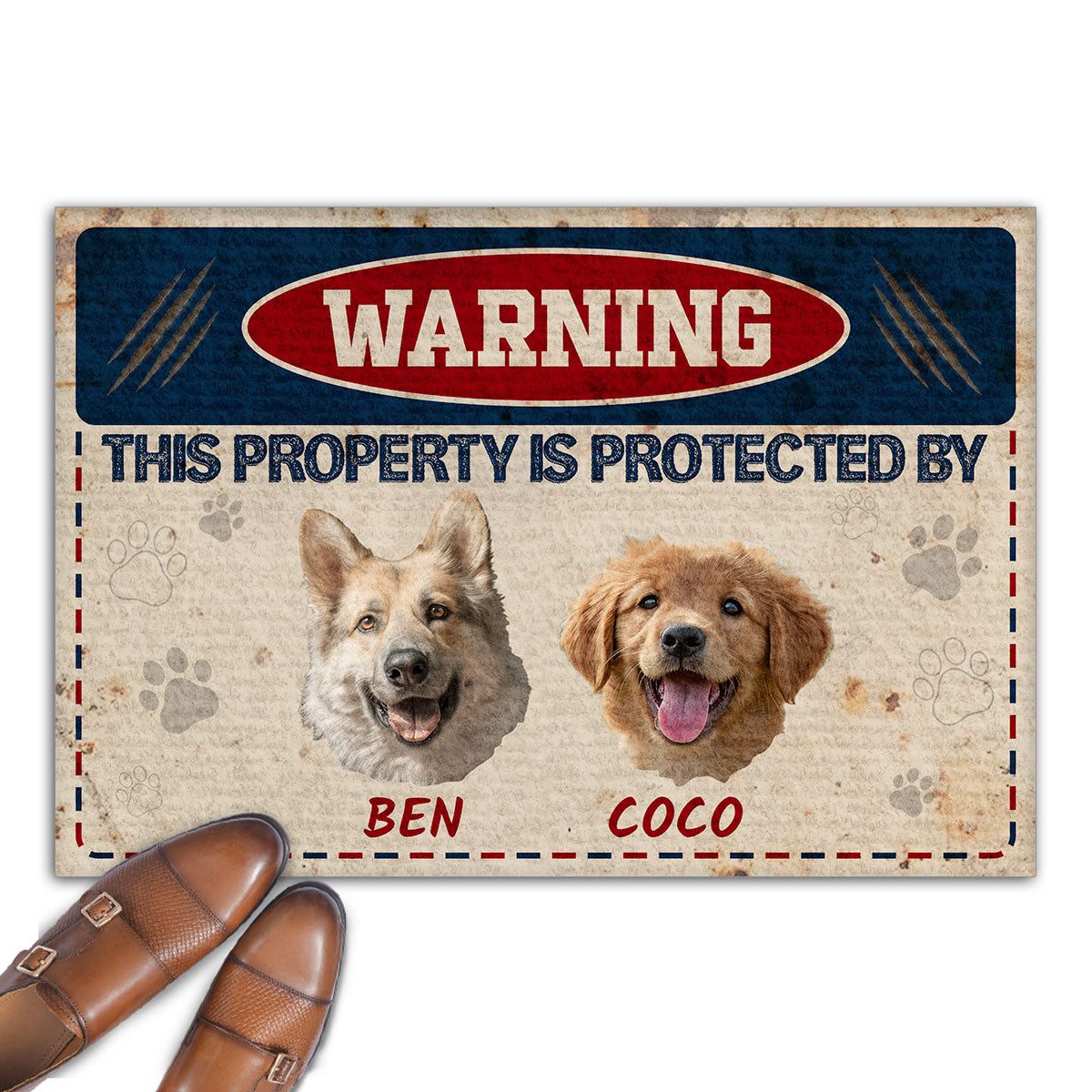 Warning This Property Is Protected By | Personalized Doormat JSDMPT1962L