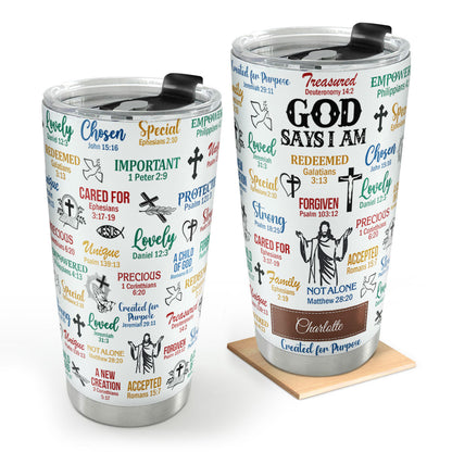 Jesuspirit | What God Says About You | Unique Scripture Gifts For Christian Friends | Personalized Christian Stainless Steel Tumbler 20oz SSTH742A