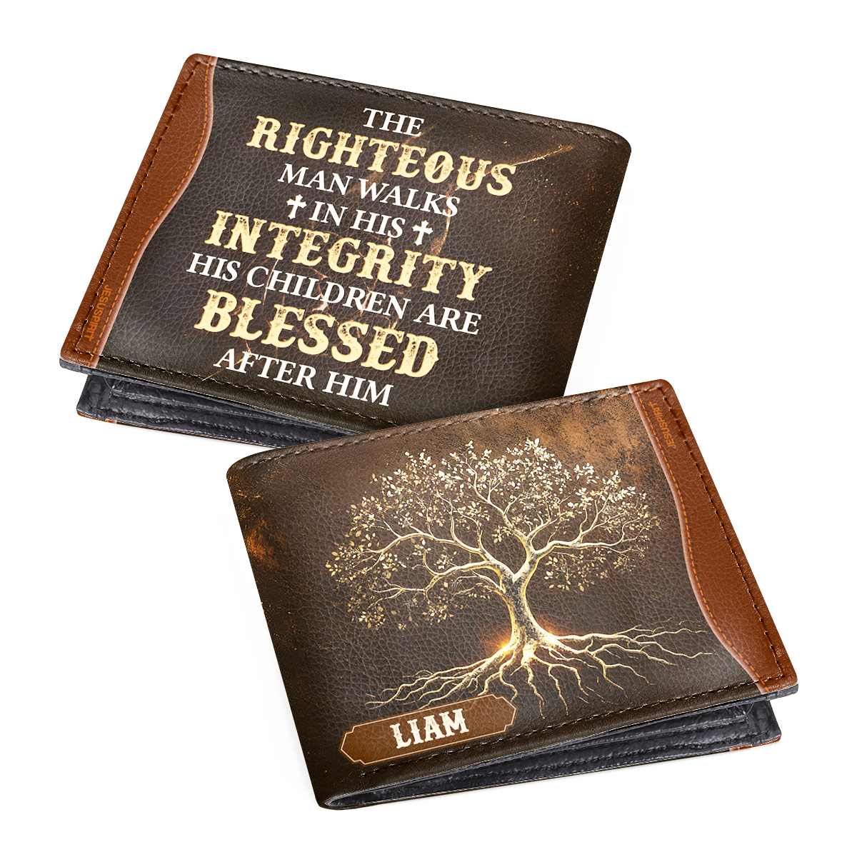 His Children Are Blessed After Him | Personalized Leather Folded Wallet