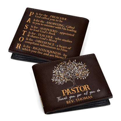 Pastor Thank You For All You Do | Personalized Folded Wallet For Men JSLFWPT2330T