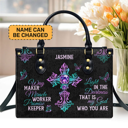 Way Maker Miracle Worker Promise Keeper | Personalized Leather Handbag JSLHBPT845T