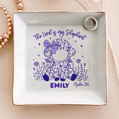 The Lord Is My Shepherd | Personalized Ceramic Ring Dish Square