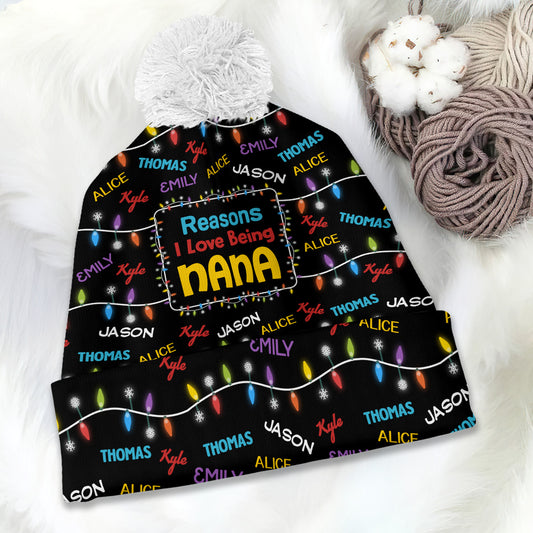 Reasons I Love Being Nana/Papa/ Mom/Dad | Personalized Bobble Beanie Hat JSBBHPPA2526D