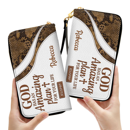 Special Personalized Cross Clutch Purse - God Has An Amazing Plan For Your Life CP31