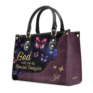 Lovely Personalized Butterfly Leather Handbag - God Calls You His Special Treasure AHN234