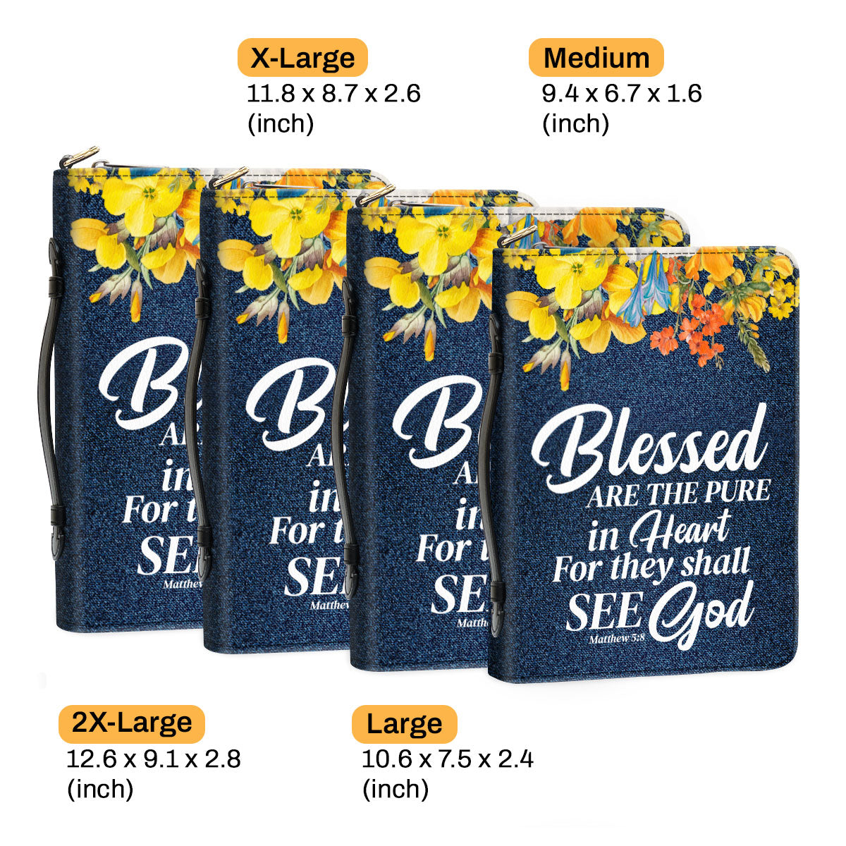 Jesuspirit | Matthew 5:8 | Personalized Zippered Bible Cover With Handle | Blessed Are The Pure In Heart | Religious Gift For Christians BCHN677