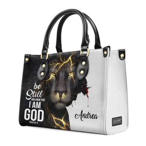Be Still And Know That I Am God - Personalized Lion Leather Handbag H03