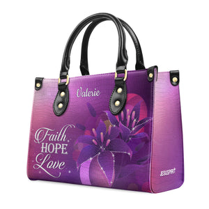 Beautiful Personalized Leather Handbag - Faith, Hope, Love H07