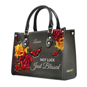 Not Luck, Just Blessed - Lovely Personalized Rose Leather Handbag H08