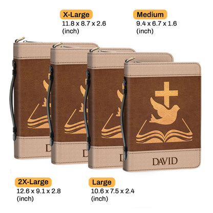 Jesuspirit Personalized Cross Bible Cover - By Grace Through Faith Bible Carrying Case With Zipper H14B