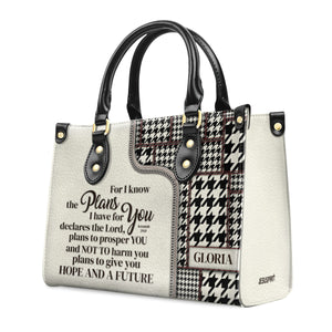 Jesuspirit | For I Know The Plans I Have For You | Jeremiah 29:11 | Personalized Leather Handbag With Handle HIHN274A
