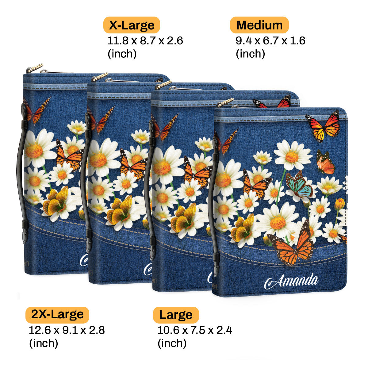 Beautiful Personalized Daisy And Butterfly Bible Cover HM422