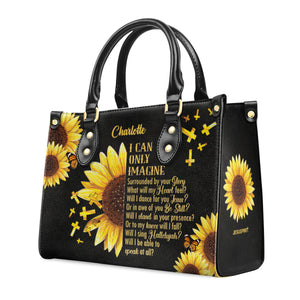 Jesuspirit | I Can Only Imagine | Sunflower And Cross | Personalized Leather Handbag With Handle HN153