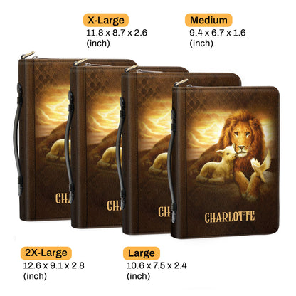 Jesuspirit | Personalized Lion Bible Cover With Zipper | Gift For Church Staff HN17