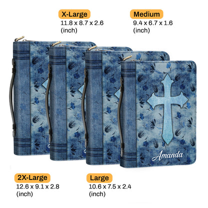 Jesuspirit Cross Bible Cover With Handle | Gift For Christian Women | Personalized Leather Bible Case HN18