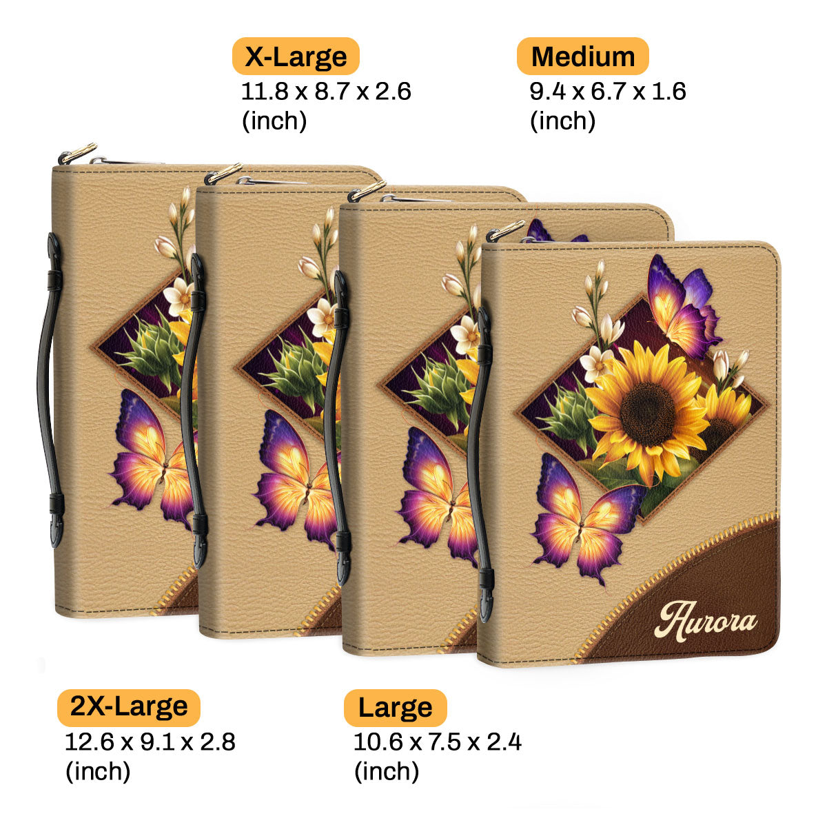 Personalized Butterfly And Sunflower Bible Cover I04