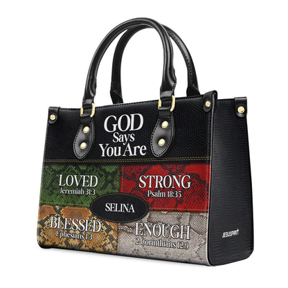 Jesuspirit | Personalized Leather Handbag With Zipper | Gift For Her | God Says I Am LHBNUH682