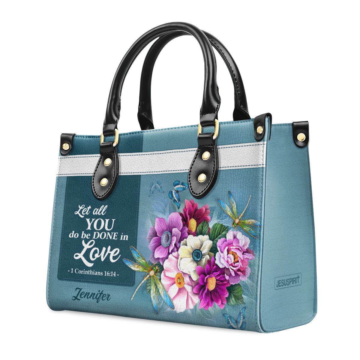 Jesuspirit | 1 Corinthians 16:14 | Let All That You Do Be Done In Love | Christian Valentines Day Ideas For Women | Personalized Leather Handbag With Handle LHBH829