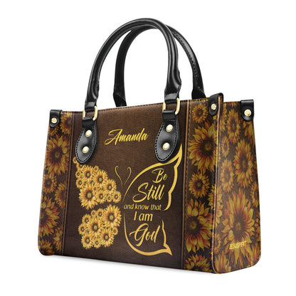 Jesuspirit | Be Still And Know That I Am God | Personalized Leather Handbag With Handle | Psalm 46:10 | Christ Gifts For Religious Women LHBHN666