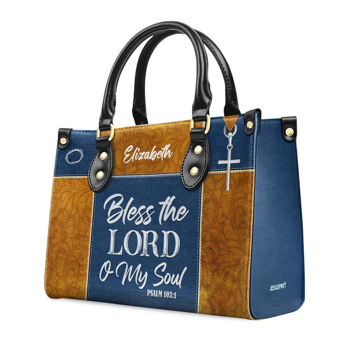 Jesuspirit | Psalm 103:1 | Bless The Lord O My Soul | Personalized Leather Handbag With Handle | Christ Gifts For Women Of God LHBHN675