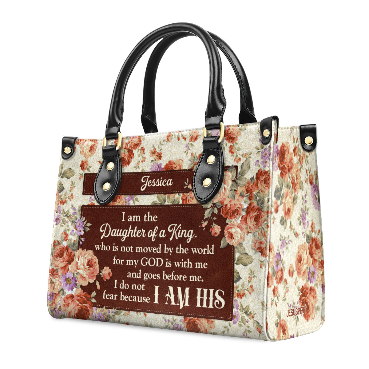 Jesuspirit | I Do Not Fear, For I Am His | Christian Gifts For Women | Personalized Leather Handbag With Handle LHBHN696