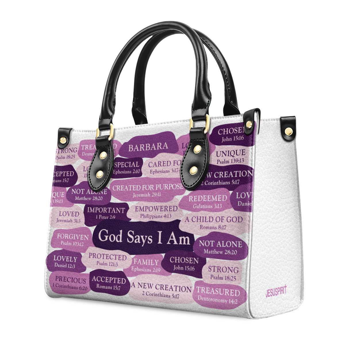 Jesuspirit | Personalized Zippered Leather Handbag | What God Says About You | Spiritual Gift For Worship Members LHBHN699