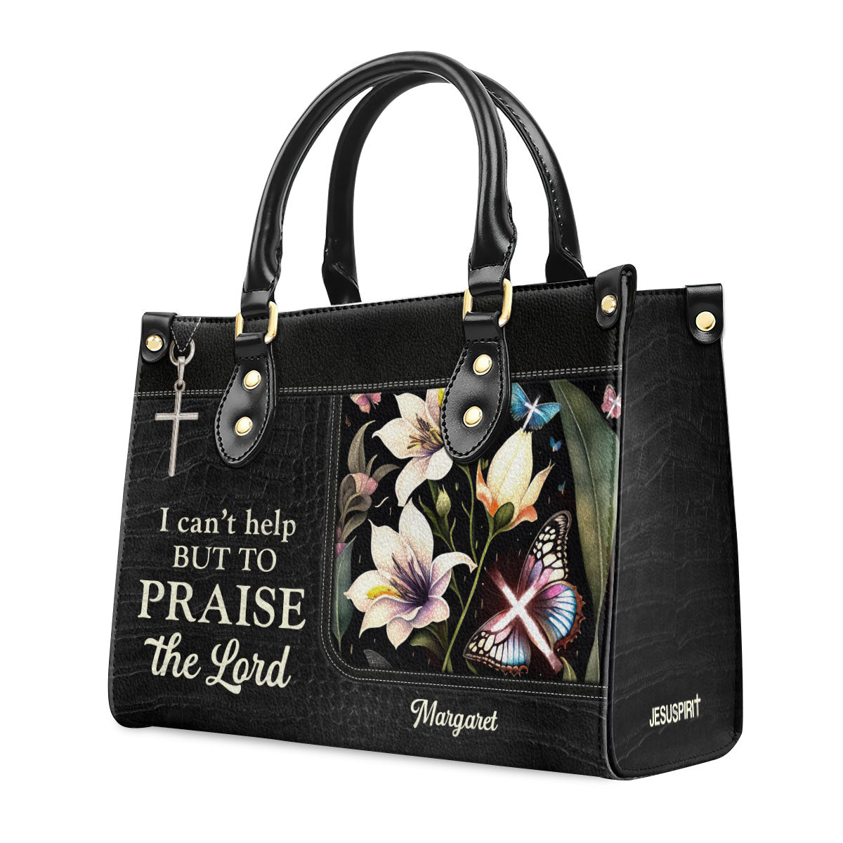 Jesuspirit | Personalized Zippered Leather Handbag With Handle | Religious Gift For Worship Friends | I Can't Help But To Praise The Lord LHBHN797