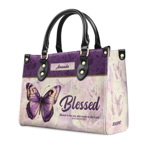 Jesuspirit | Blessed Is The One Who Trusts In The Lord | Jeremiah 17:7 | Personalized Zippered Leather Handbag | Meaningful Gift For Christian Ladies LHBHN801