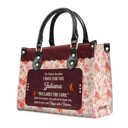 Jesuspirit | Jeremiah 29:11 | Personalized Zippered Leather Handbag | For I Know The Plans I Have For You | Religious Gift For Female Pastors LHBHN802