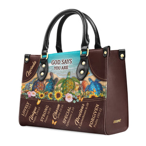 God Says You Are Lovely - Beautiful Personalized Turtle Leather Handbag M13
