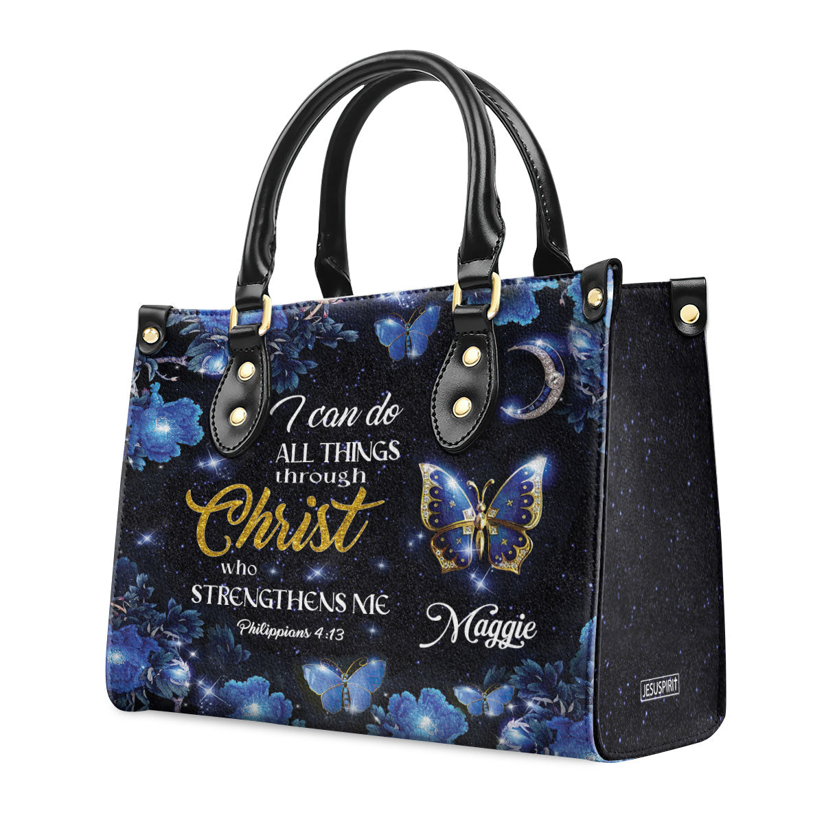 I Can Do All Things Through Christ - Pretty Personalized Leather Handbag NM143