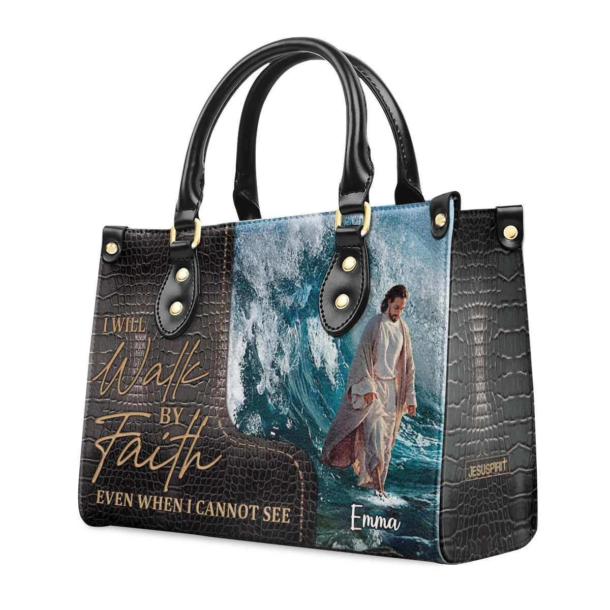 I Will Walk By Faith Even I Cannot See - Unique Jesus Leather Handbag NUH262