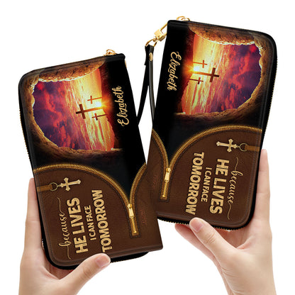 Because He Lives, I Can Face Tomorrow - Personalized Clutch Purse NUH267