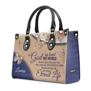 Elegant Personalized Leather Handbag - For God So Loved The World NUH285