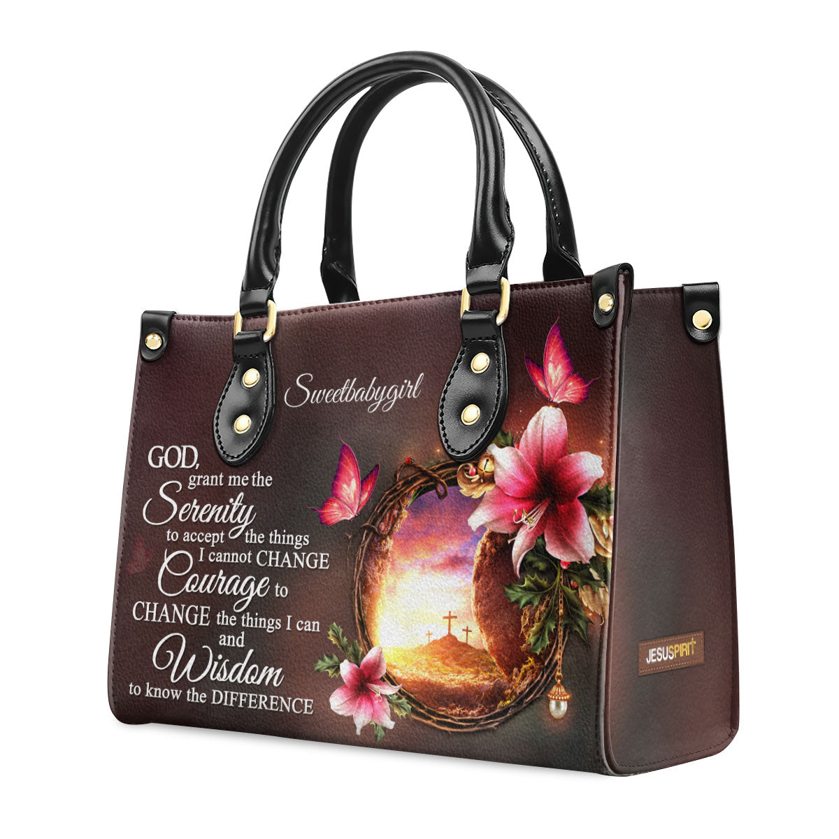 God, Grant Me The Serenity To Accept The Things I Cannot Change - Beautiful Personalized Leather Handbag NUH321