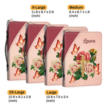 Jesuspirit Personalized Bible Cover | Rose Leather Bible Case | Church Ladies Gift NUH326A